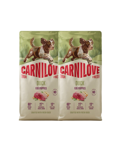 CARNILOVE True Fresh Dog Duck Puppies 2x12 kg száraz táp friss kacsával kölyökkutyák számára