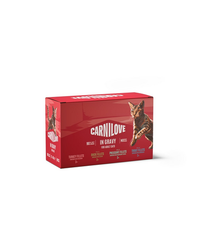 CARNILOVE Cat Pouch Gravy Multipack 12x85 g zestaw filetów w sosie dla dorosłych kotów