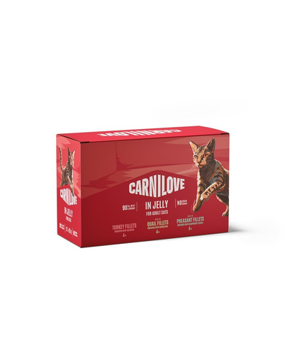 CARNILOVE Cat Pouch Jelly Multipack 12x85 g zestaw filetów w galaretce dla dorosłych kotów
