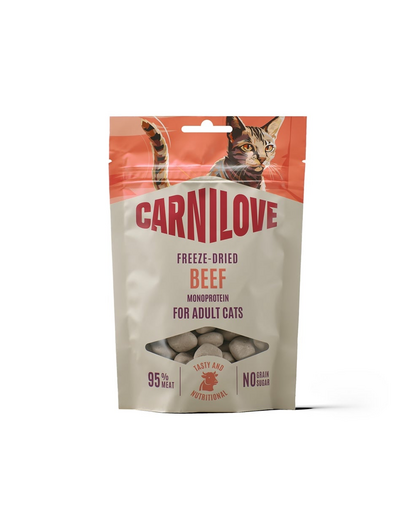 CARNILOVE Freeze-Dried Snack Cat Beef 40 g z wołowiną i kocimiętką, liofilizowane przysmaki dla kotów