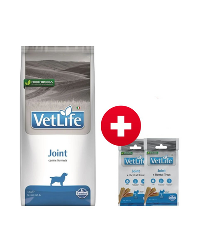 FARMINA Vet Life Dog Joint 12 kg kutyatáp ízületek egészségéért + 3 x FARMINA Vet Life Dental Treat Joint Mini 60 g (7 db) AJÁNDÉK!