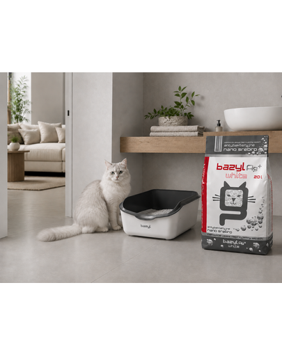 BAZYL Ag+ Compact White 20 L żwirek z nanosrebrem dla kota