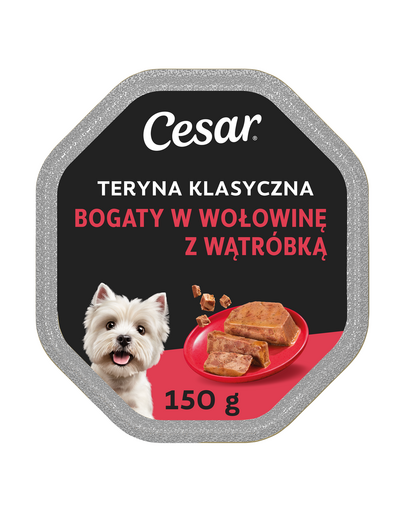 CESAR tálca 150 g nedves teljes értékű eledel felnőtt kutyáknak csér zamatos marhahússal és májjal