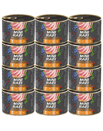RAFI Mini z kaczką 12 x 185g dla psów małych ras