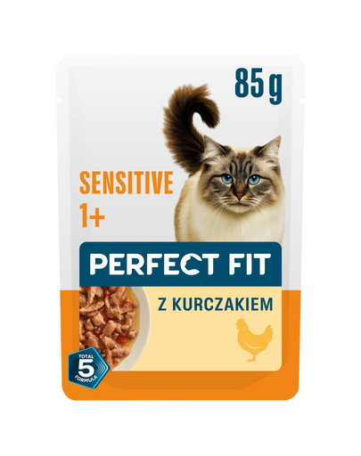 PERFECT FIT Sensitive 1+ csirkével 85g nedves táplálék felnőtt macskák számára, akik élelmiszerérzékenyek