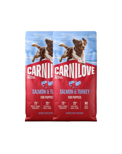 CARNILOVE Active Dog Salmon & Turkey Puppies 2x12 kg lazac és pulyka, fiatal kölyköknek