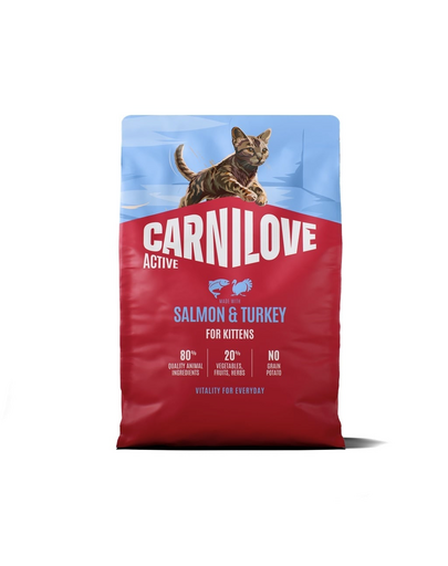 CARNILOVE Active Cat Salmon and Turkey for Kittens 2 kg lazac és pulyka, minden fajtájú kiscicák számára
