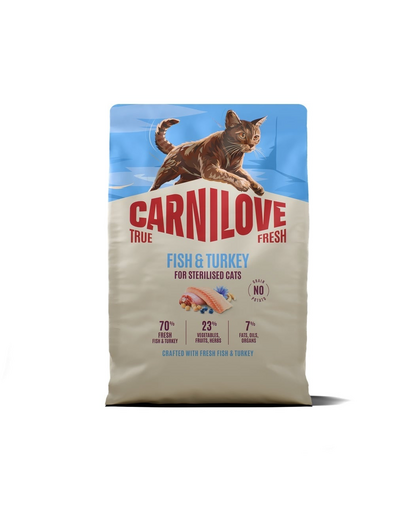 CARNILOVE True Fresh Cat Fish and Turkey Sterilised 2 kg hal és pulyka, ivartalanított macskák számára