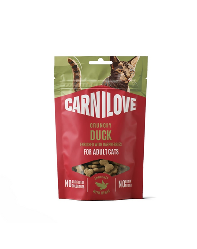 CARNILOVE Crunchy Snack Cat Duck 50 g z kaczką i malinami, chrupiący przysmak dla kotów