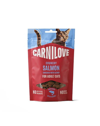CARNILOVE Crunchy Snack Cat Salmon 50 g lazacccal és macskamentával, ropogós jutalom macskáknak