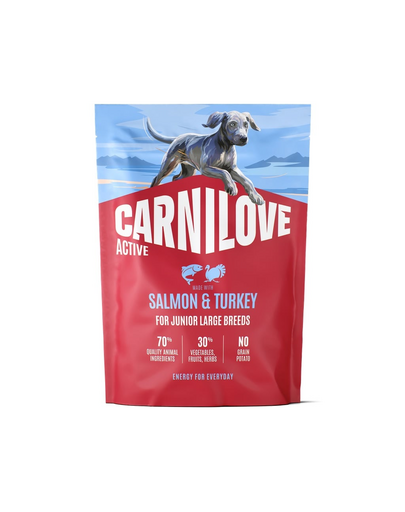 CARNILOVE Active Dog Salmon & Turkey 1,5 kg Junior Large Breeds łosoś i indyk, dla dorastających juniorów ras dużych