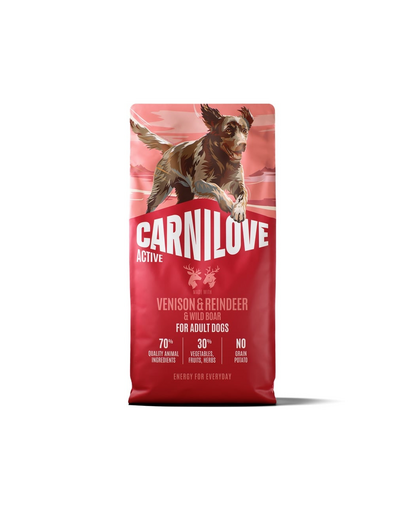 CARNILOVE Active Dog Venision and Reindeer Adult 12 kg dziczyzna, renifer i dzik, dla dorosłych psów