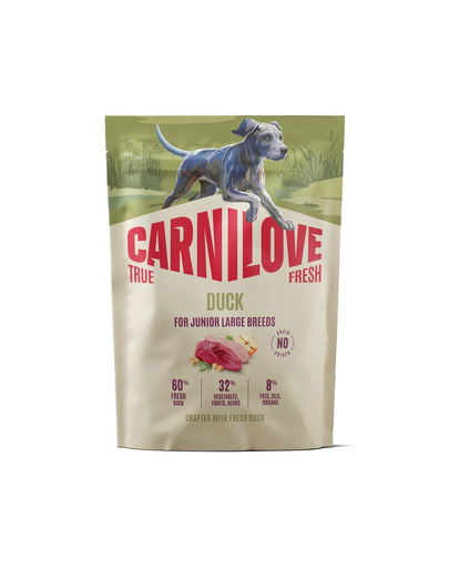 CARNILOVE True Fresh Dog Duck Junior Large 1,5 kg sucha karma ze świeżą kaczką dla juniorów dużych ras