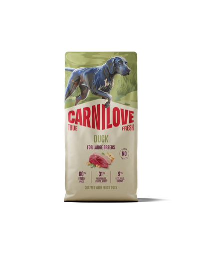 CARNILOVE True Fresh Dog Duck Adult Large Breeds 12 kg sucha karma ze świeżą kaczką dla dorosłych psów dużych ras