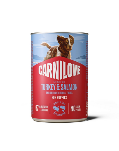 CARNILOVE Dog Can Turkey and Salmon Puppies 400g pástétom pulykával és lazaccal kölyökkutyáknak