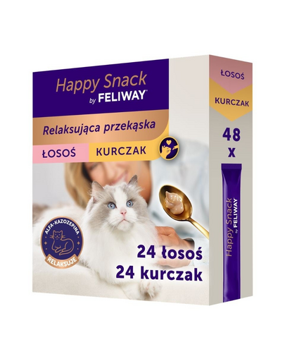 FELIWAY Happy Snack Mix Chicken and Salmon 48x15 g relaksująca przekąska dla wszystkich kotów