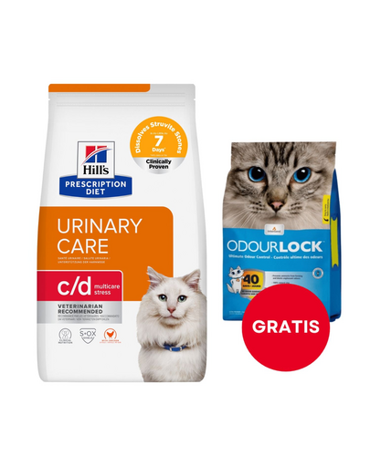 HILL'S Prescripition Diet Feline Urinary Care c/d Multicare 8 kg dla kotów na wrażliwy układ moczowy + żwirek dla kotów 6 kg GRATIS