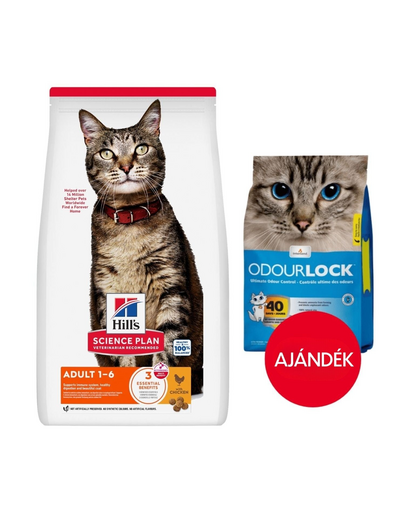 HILL'S Science Plan Feline Adult Chicken 10 kg dla dorosłych kotów  + żwirek dla kotów 6 kg GRATIS