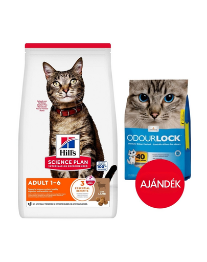HILL'S Science Plan Feline Adult with Lamb 10kg dla dorosłych kotów z jagnięciną + żwirek dla kotów 6 kg GRATIS
