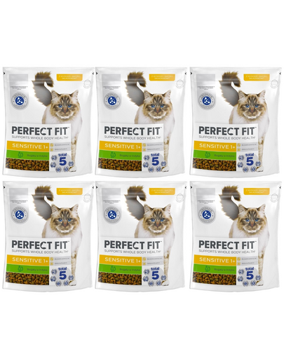PERFECT FIT Sensitive 1+ 6x750 g sucha karma pełnoporcjowa dla dorosłych kotów bogata w indyka