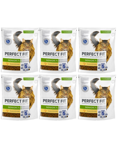 PERFECT FIT Senior 7+ 6x750 g sucha karma pełnoporcjowa dla starszych kotów bogata w kurczaka