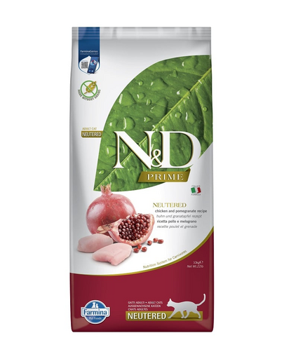 N&D Prime Chicken & Pomegranate Cat Nautered karma dla kastrowanych kotów 10 kg