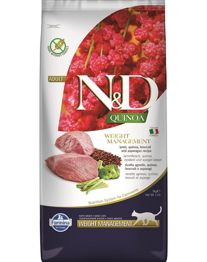 N&D Quinoa Cat weight managment jagnięcina i brokuły 5 kg