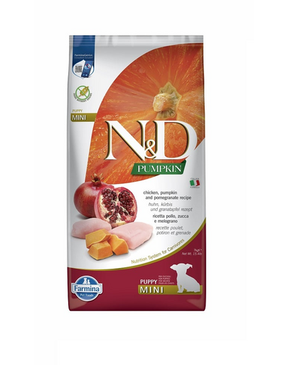N&D Pumpkin Dog Puppy Mini chicken, pumpkin & pomegranate 7 kg kurczak, dynia i granat dla szczeniąt