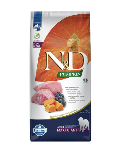 N&D Pumpkin Dog Adult Giant Maxi lamb & bluberry 12 kg jagnięcina i borówki