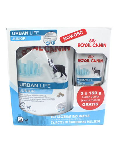 ROYAL CANIN Urban Junior small 15 kg + 3 x nedves eledel urban life 015 kg ajándék