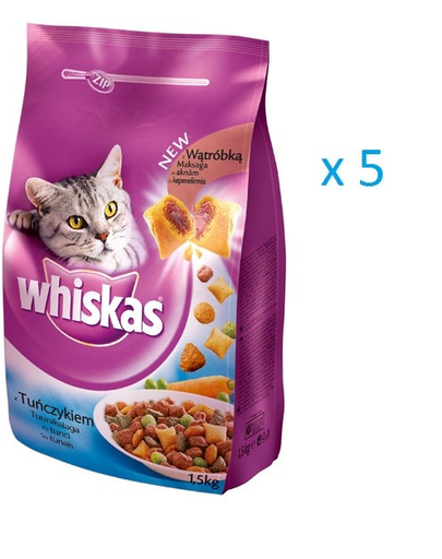 WHISKAS Száraz táp tonhal, zöldség  15 kg x5
