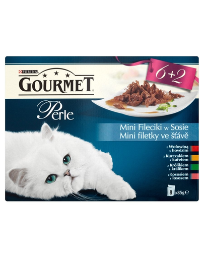 GOURMET Perle tasak 85 g mix 6+2 ajándék mini fileciki és marhahús mártásban