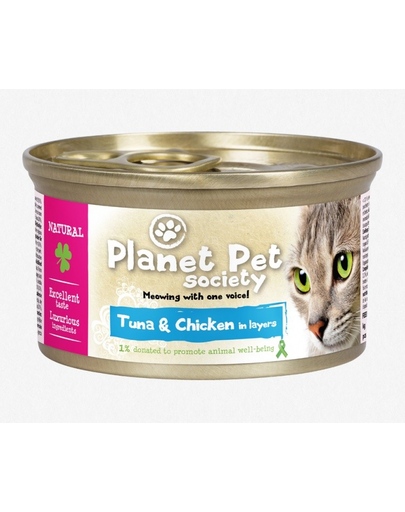 Planet Pet Society tonhal és csirke rétegesen 85 g