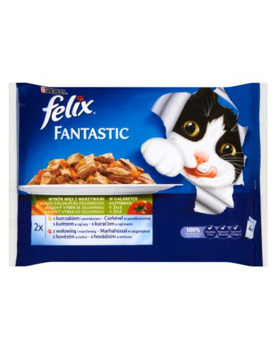 FELIX Fantastic tengeri lakoma aszpikban 4x100g: lazac, płastuga