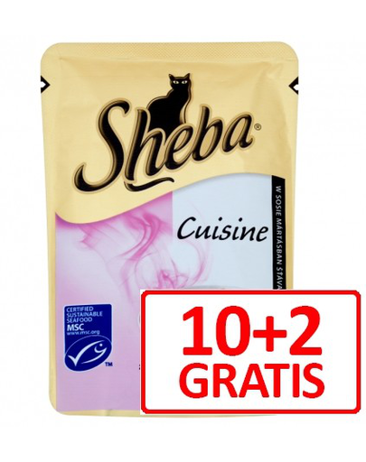 SHEBA Cuisine lazaccal mártásban 10 x 85 g + 2 ajándék!
