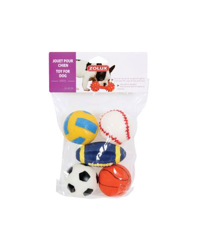ZOLUX Gumi játék labda 6 cm szett 5 db