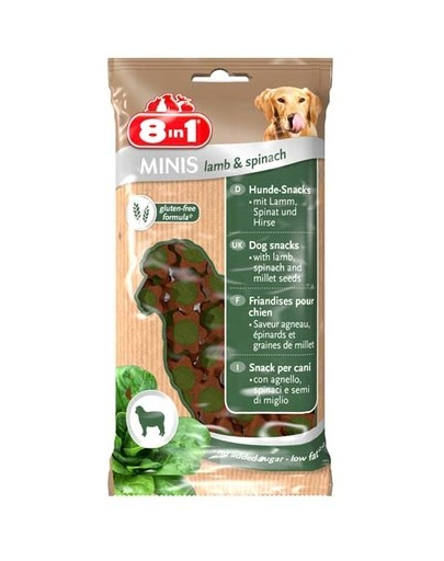 8IN1 Jutalomfalat Minis Lamb - Spinach 100 g