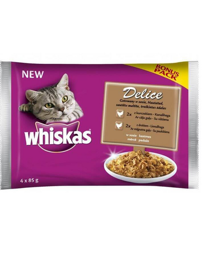 WHISKAS Delice főzött szárnyas mártásban 4 x 85g