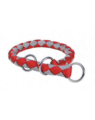 TRIXIE Nyakörv "Cavo", S–M: 30–36 cm-O 12 mm, piros-ezüst