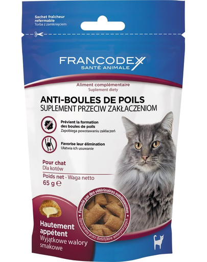 FRANCODEX Jutalomfalat macskáknak - szőrlabdák ellen 65 g