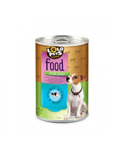 LOLO PETS Food For Dog konzerv, marhahús 410g
