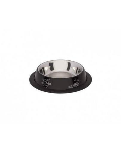 LOLO PETS Tál gumis talpon, színes felirattal, fekete,0,25 L