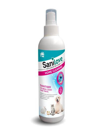 SANILOVE Fertőtlenítőszer fekhelyekhez, macskatoalettekhez és ketrecekhez 250 ml