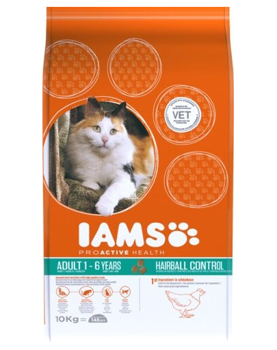 IAMS Cat Adult All Breeds Hairball Control Chicken 255 kg