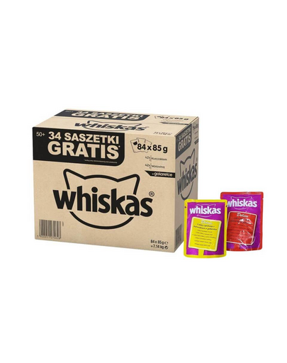 WHISKAS Delice  csirke marhahús aszpikban 85g x 50+34 ajándék
