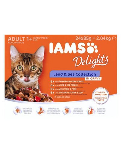 IAMS Delights Adult All Breeds Land-Sea In Játékvy  24 X 85 g