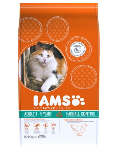 IAMS Cat Adult All Breeds Hairball Control Chicken 300 g