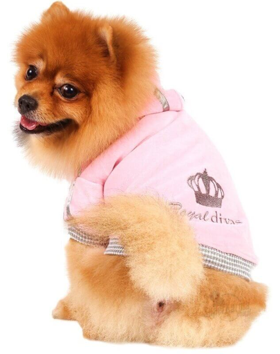 DOGGY DOLLY Bluza Royal Divas z kapturem, różowa, M 28-30 cm/41-43 cm