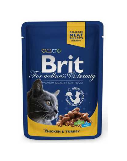 BRIT Premium Cat Adult CSIRKE & PULYKA 100g