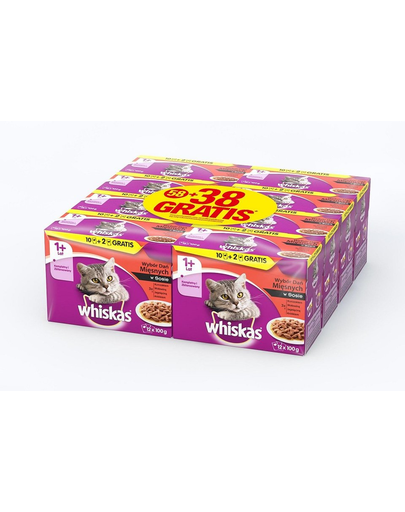 WHISKAS Mięsne Dania w sosie 100g 58+38 GRATIS